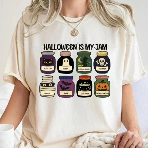 Retro Halloween White Shirt, Halloween Is My Jam White Shirt - Picture 1 of 4